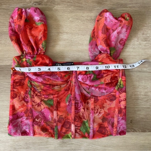 ZARA CORSET FLORAL TOPS BUNDLE SIZE M - Picture 7 of 12